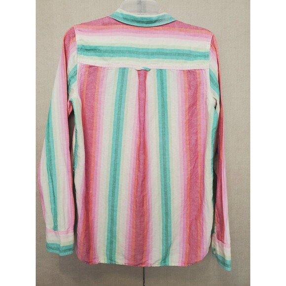J.Crew Classic-Fit Boy Button-Up Shirt Rainbow Stripe Linen/Cotton Blend Size 8 - Picture 4 of 6